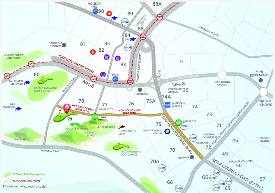 m3m golf hills phase 2 map